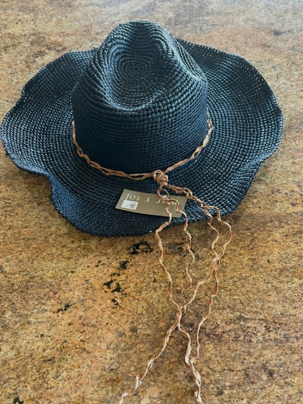 New Mar y Sol Navy Blue Cowboy Style Sun Hat Made in Madagascar